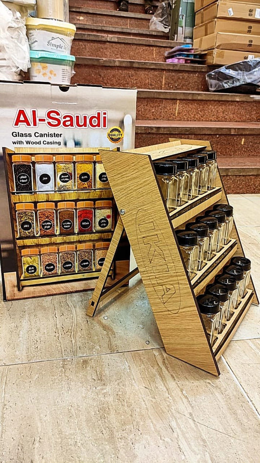 طقم برطمانات التوابل الزجاجية هذا يتضمن 15 برطمانًا مزودًا بأغطية للرش