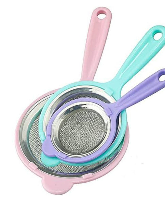 طقم مصافى شاي استانلس فى بلاستيك الحجم الكبير