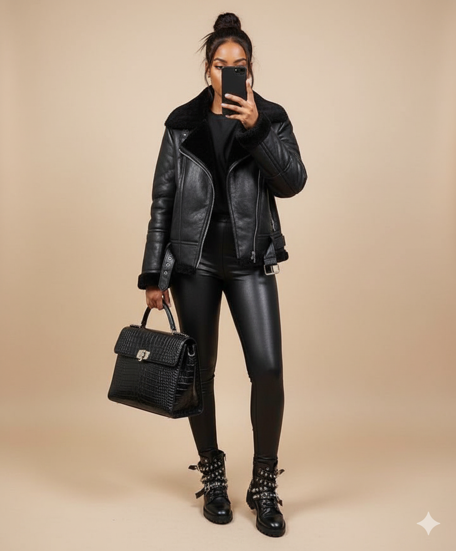 بنطلون جلد مبطن ليكرا