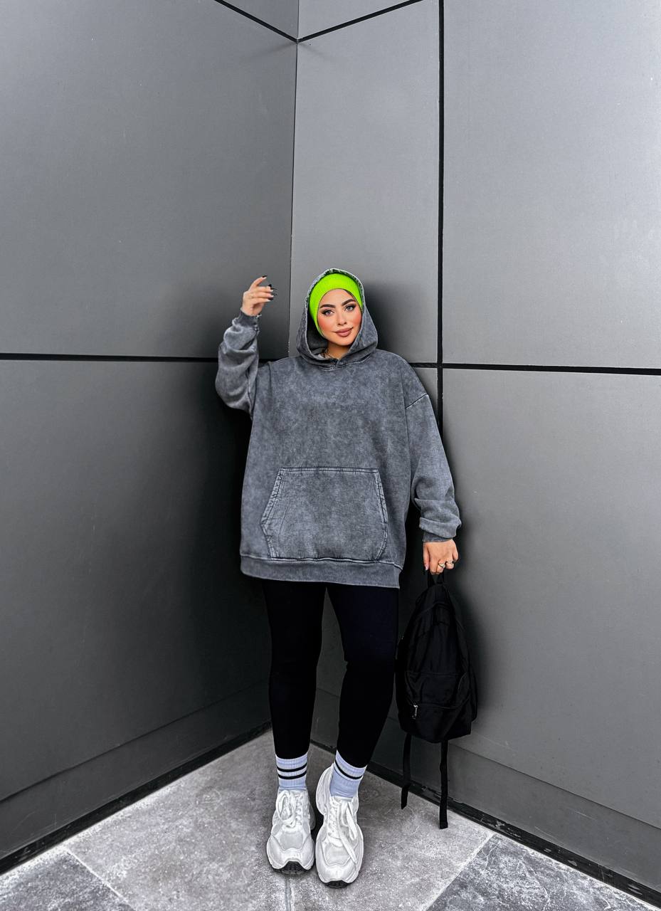 سويتشرت هودي محجر اوفر سايز - قطن ١٠٠٪