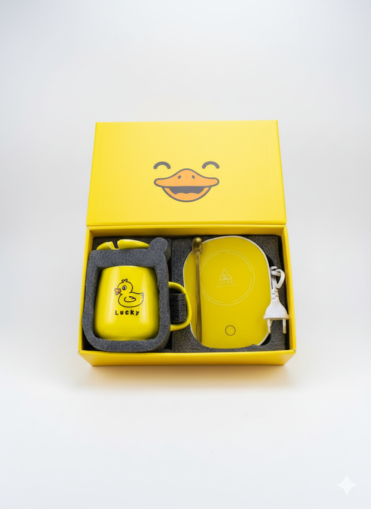 مج بورسلين بقاعدة حرارية مع غطاء ومعلقة وقاعدة سخان 16 ات بفيشة