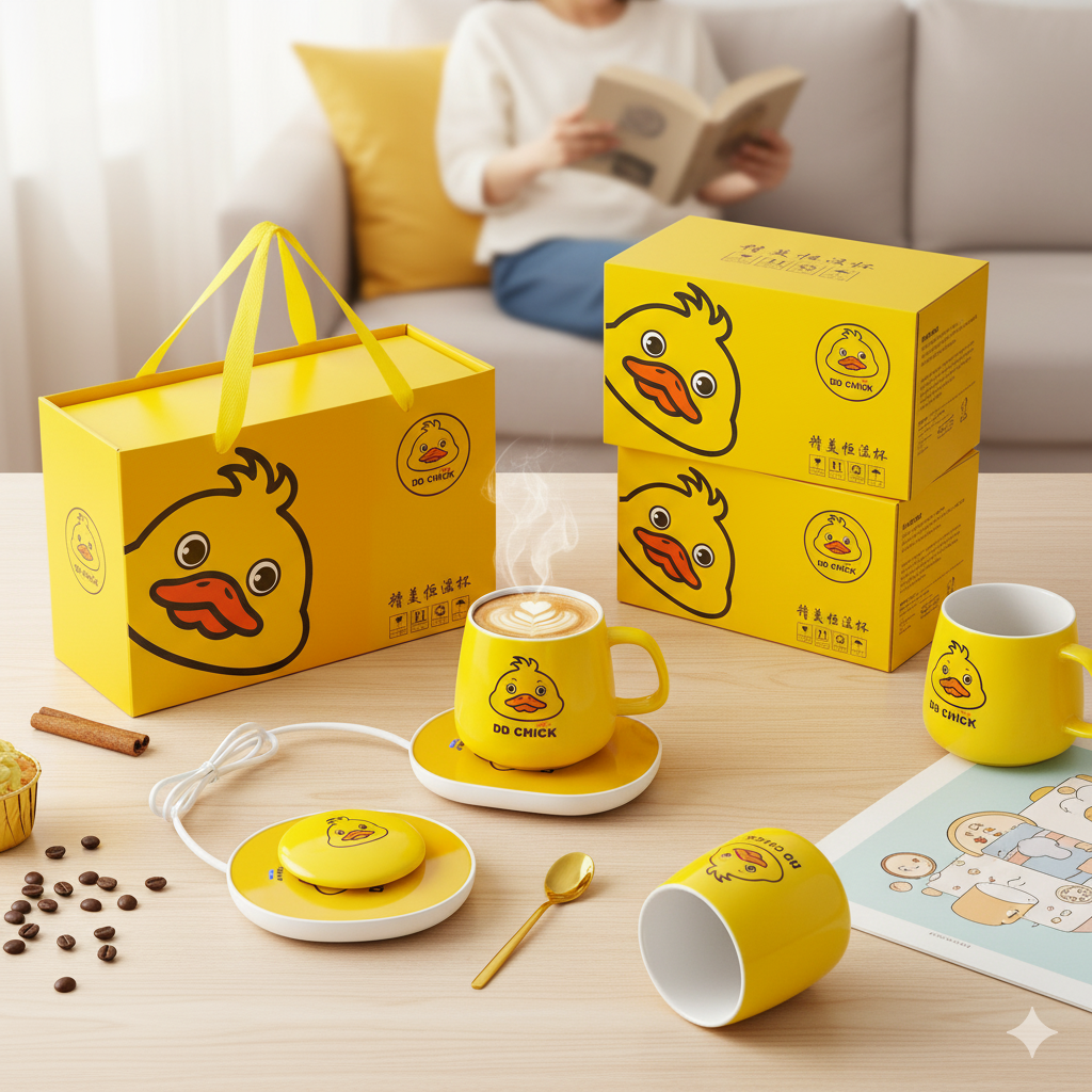 مج بورسلين بقاعدة حرارية مع غطاء ومعلقة وقاعدة سخان 16 ات بفيشة