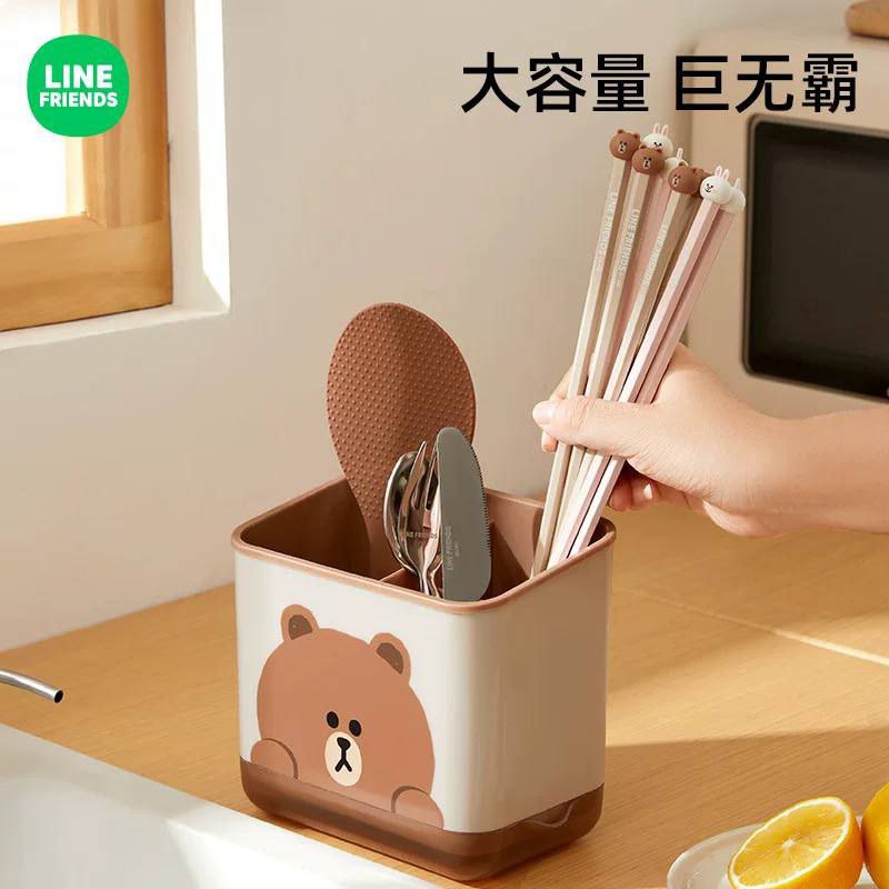 حامل أدوات المطبخ- منظم متعدد الأقسام للملاعق والأدوات - مع قاعدة تصريف المياه - متعددة الاستخدام