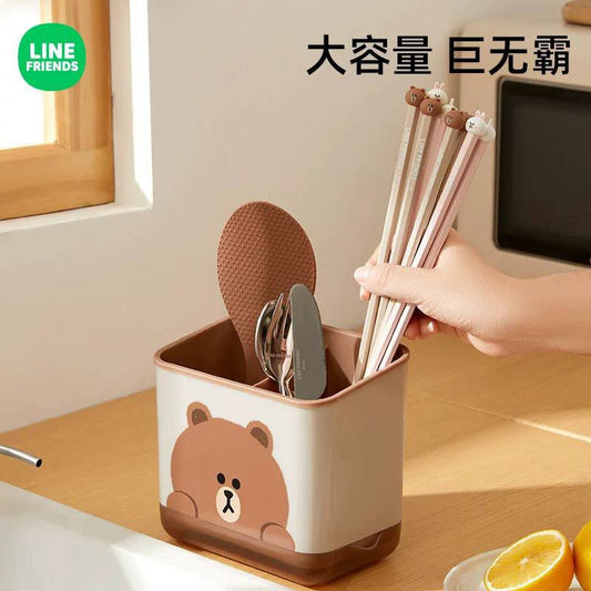 حامل أدوات المطبخ- منظم متعدد الأقسام للملاعق والأدوات - مع قاعدة تصريف المياه - متعددة الاستخدام