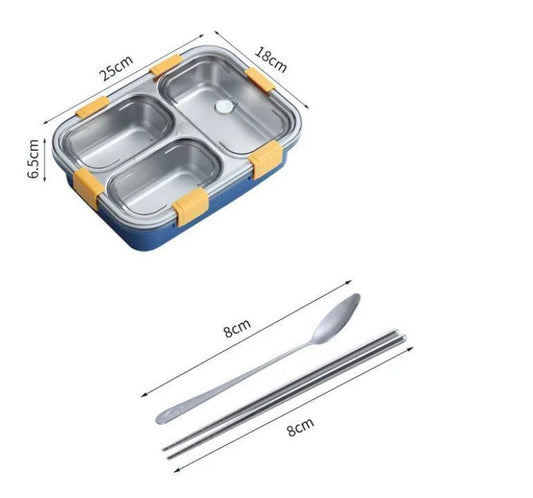 لانش بوكس استلس من الداخل مقسم محكم الغلق مزود بمعلقه استلس + 2 عود طعام&nbsp;&nbsp;استانليس