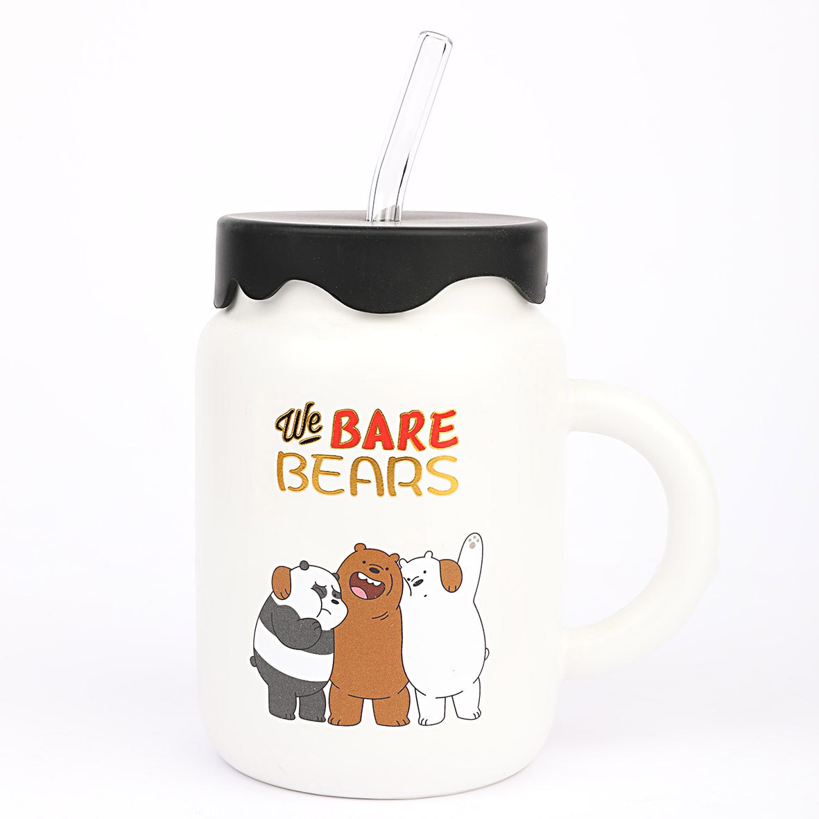 مج زجاجي دب 470 مل بتصميم We Bare Bears – هدية مميزة تجمع بين الأناقة والمرح 🐻✨