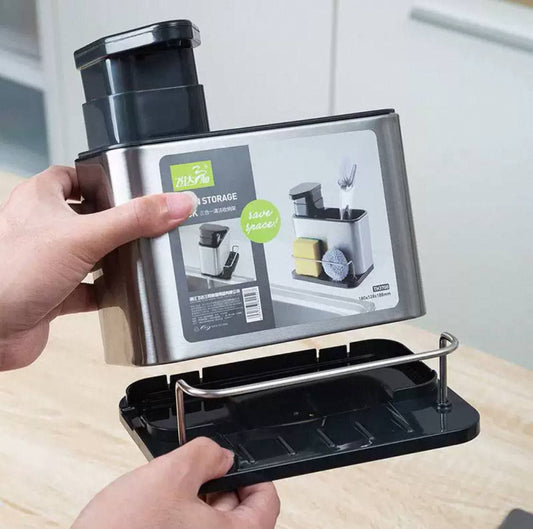 ديسبنسر صابون + منظم معالق + حامل ليف