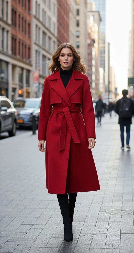 بالطو حريمي طويل جوخ شتوي للنساء بتصميم عصري