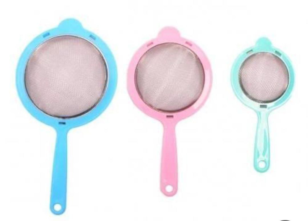 طقم مصافى شاي استانلس فى بلاستيك الحجم الكبير