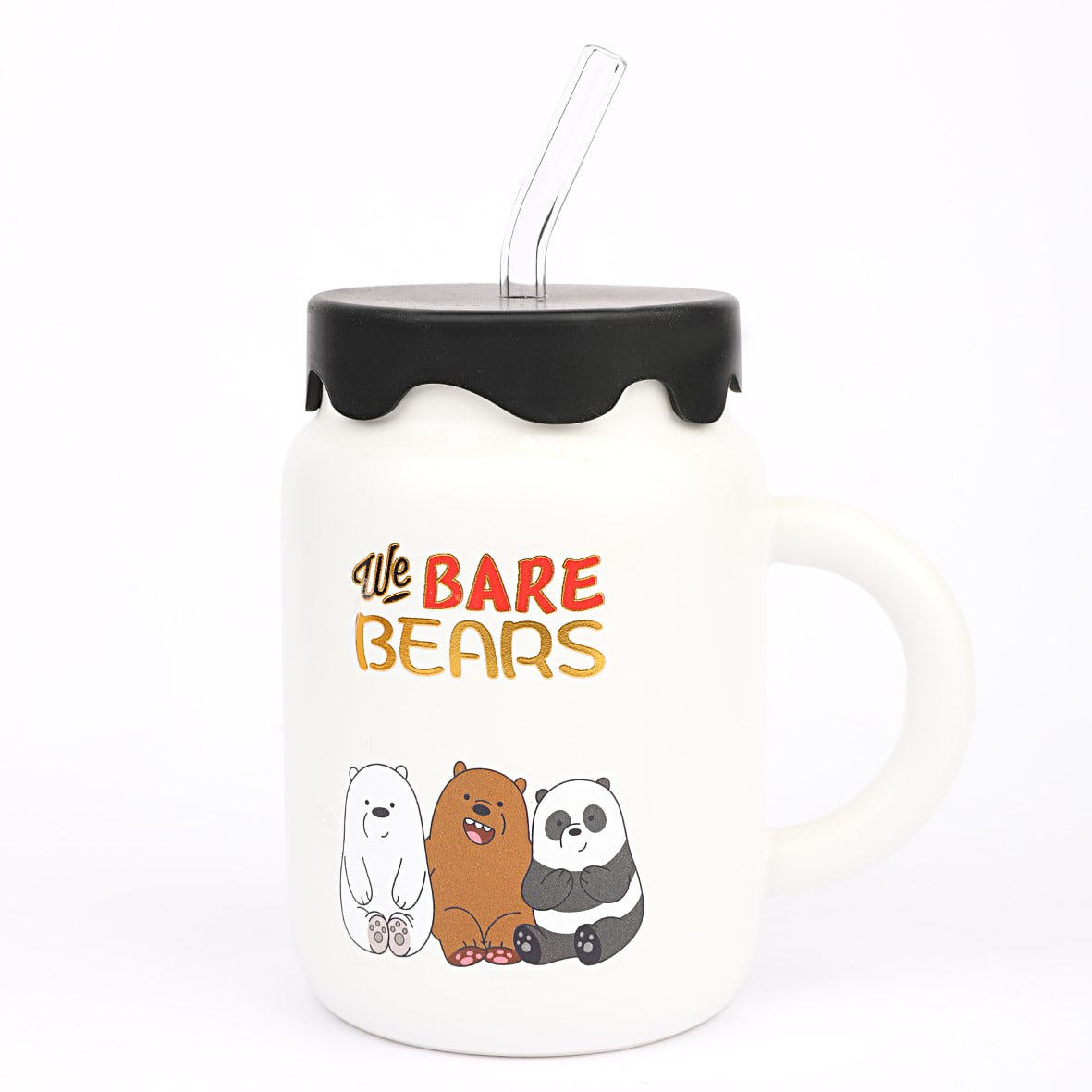 مج زجاجي دب 470 مل بتصميم We Bare Bears – هدية مميزة تجمع بين الأناقة والمرح 🐻✨
