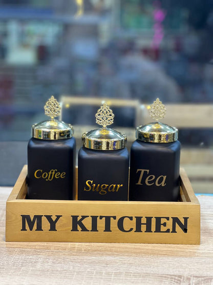 صينية تقديم my kitchen من الخشب الطبيعي