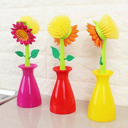 فرشه تنظيف الصحون والأحواض شكل زهره عباد الشمس