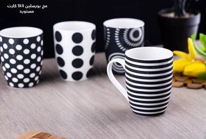 طقم مج خزف بروسلين - 4قطع