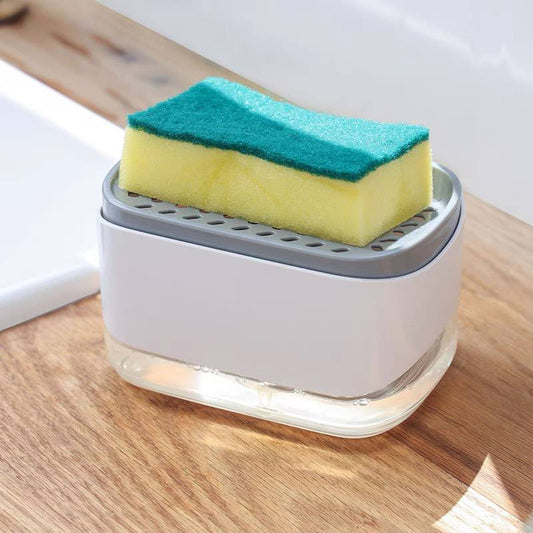 موزع صابون بمضخة مدمج مع حامل إسفنجة عملي ومثالي لتنظيم حوض المطبخ