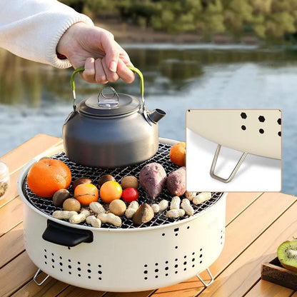 شواية فحم محمولة تجمع بين المتانة والعملية، مثالية للاستخدام المنزلي والتخييم. تصميمها الخفيف الوزن يسهل حملها في الرحلات،