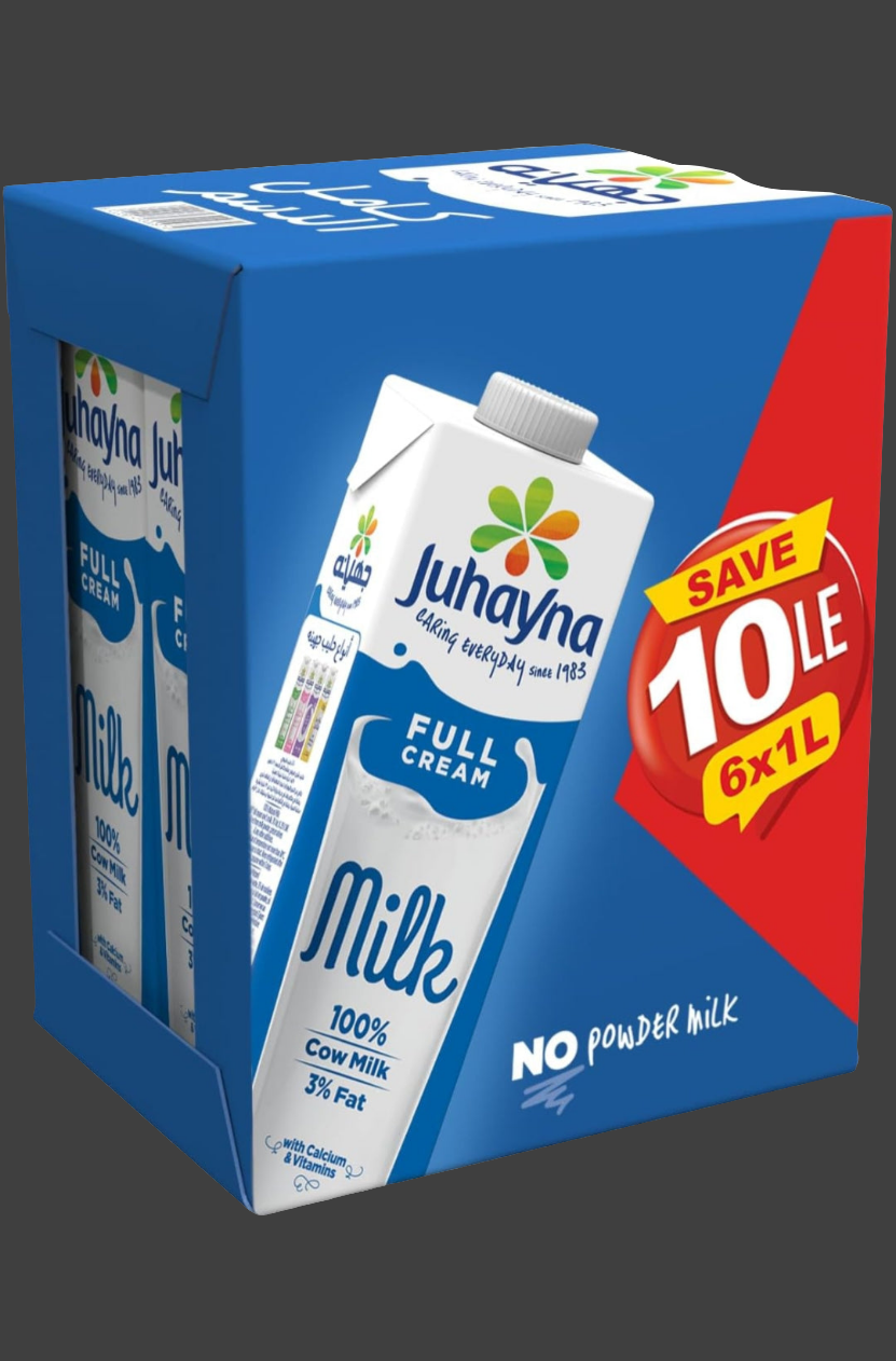 جهينه حليب كامل الدسم كرتونه 12 قطعه