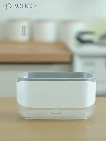 موزع صابون بمضخة مدمج مع حامل إسفنجة عملي ومثالي لتنظيم حوض المطبخ