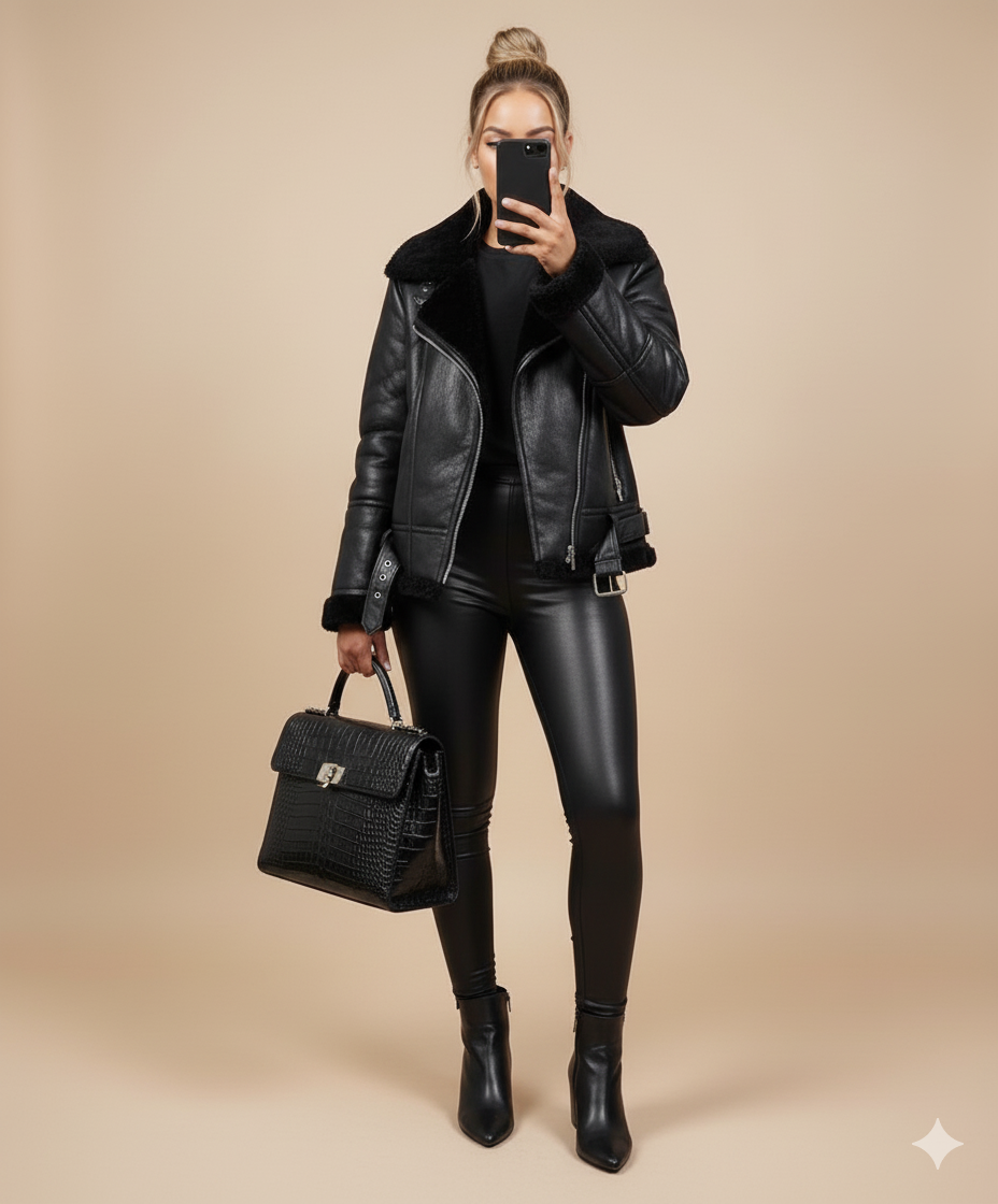 بنطلون جلد مبطن ليكرا