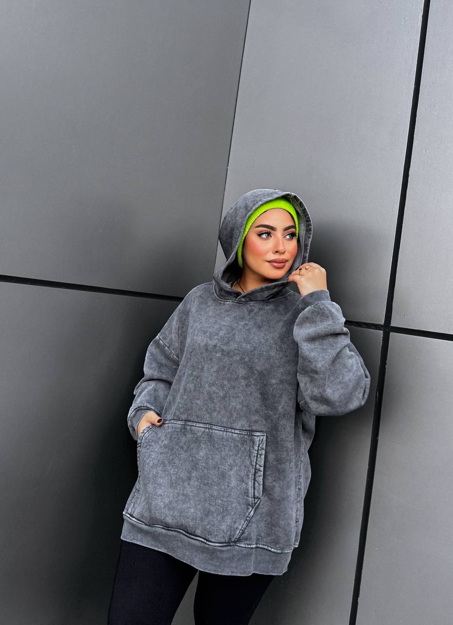 سويتشرت هودي محجر اوفر سايز - قطن ١٠٠٪