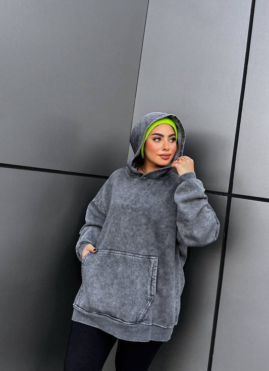سويتشرت هودي محجر اوفر سايز - قطن ١٠٠٪