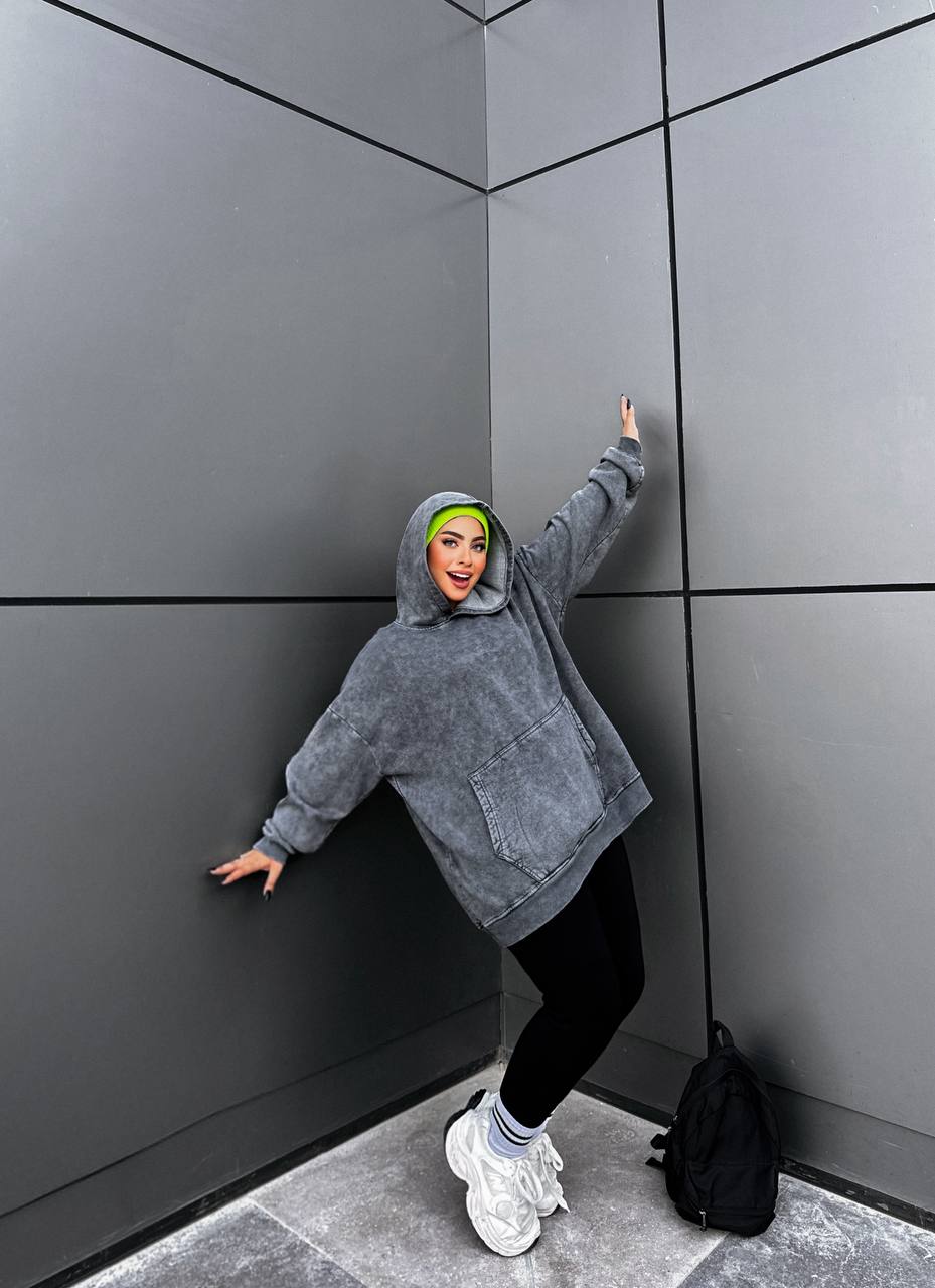 سويتشرت هودي محجر اوفر سايز - قطن ١٠٠٪