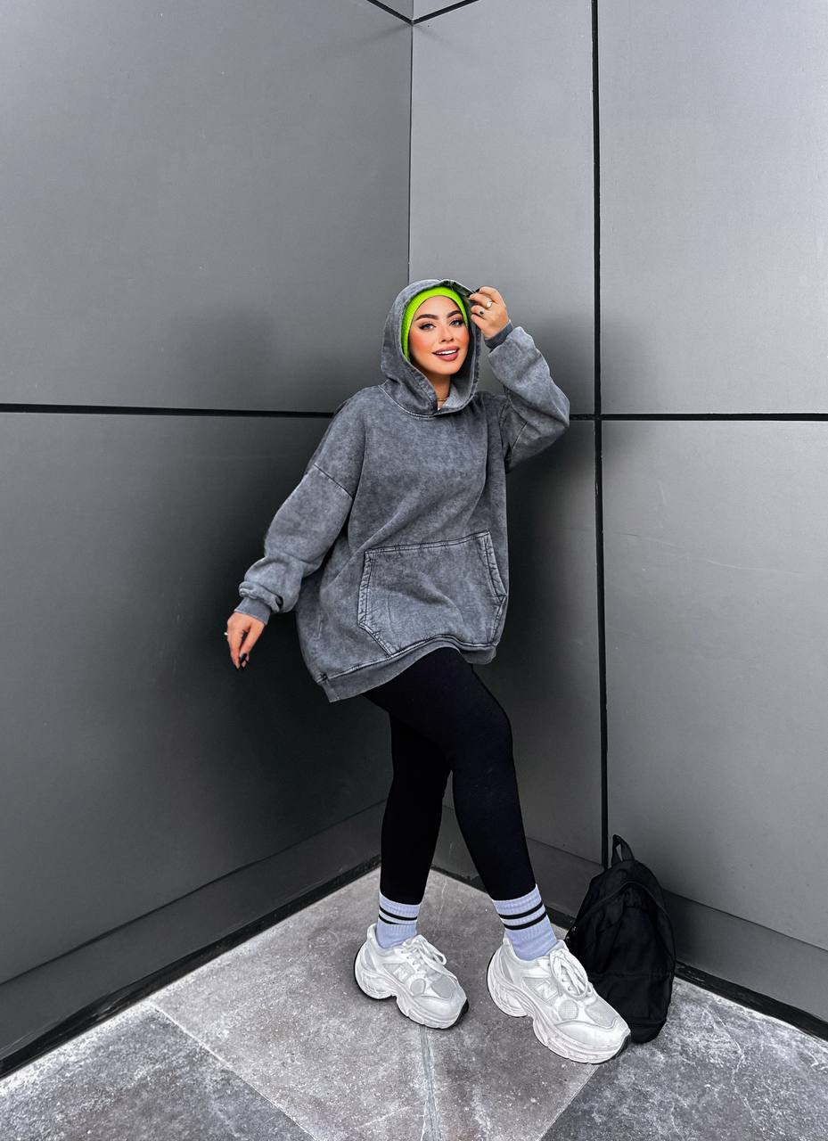 سويتشرت هودي محجر اوفر سايز - قطن ١٠٠٪