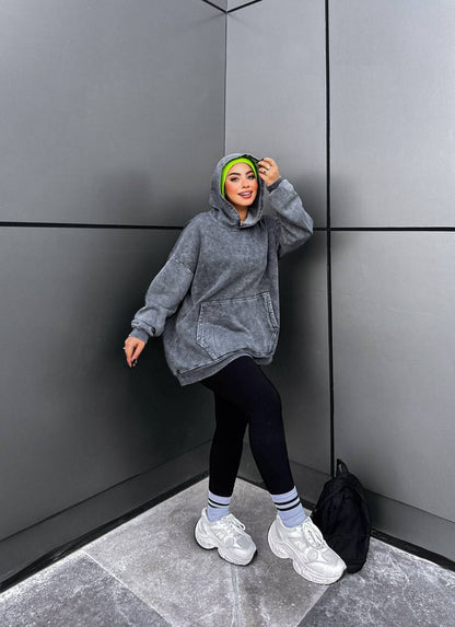 سويتشرت هودي محجر اوفر سايز - قطن ١٠٠٪