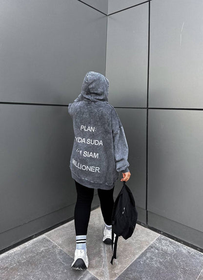 سويتشرت هودي محجر اوفر سايز - قطن ١٠٠٪